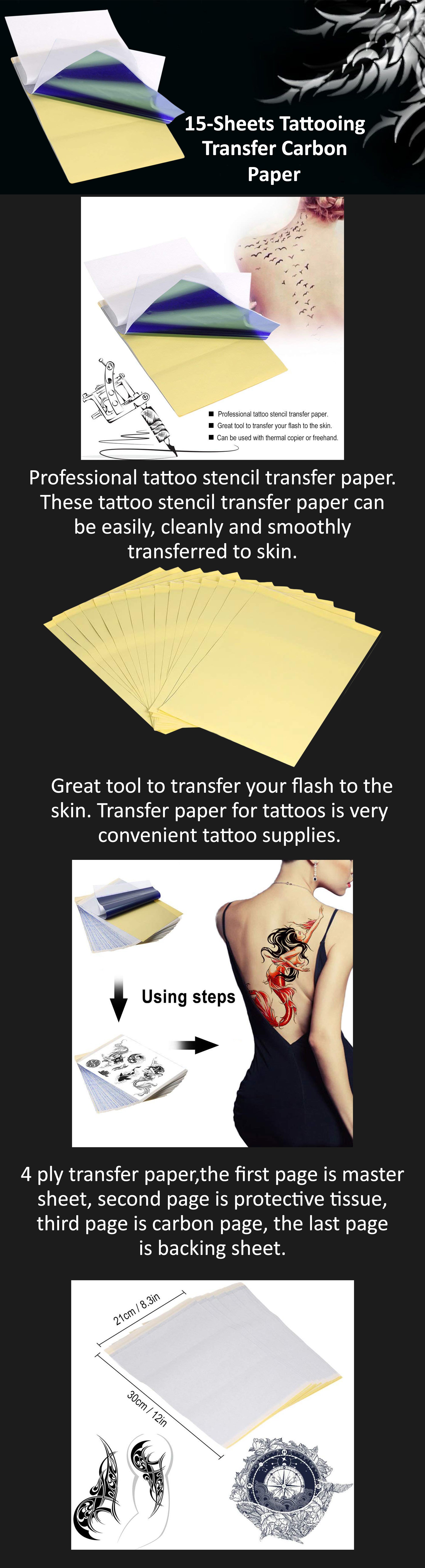 15-Sheets Tattooing Transfer Carbon Paper Multicolour