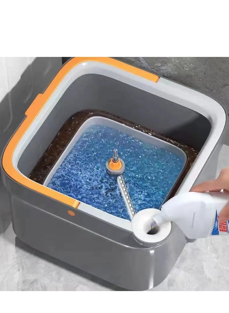 Spin Mop and Bucket Set with Self Separation Dirty and Clean Water System Self Wringing 360° Rotating Square Mop-Head, Separation Mop System with Detachable Reusable Mop Pad