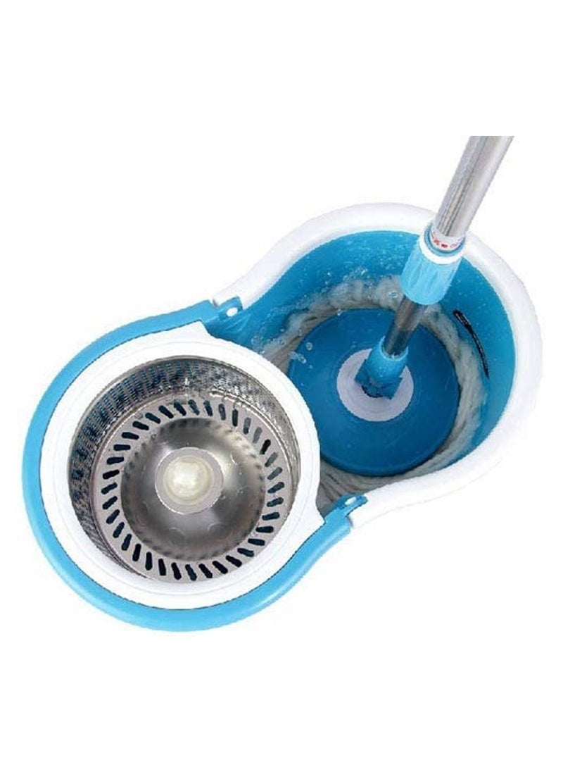 360° Steeliness Steel Rotating Mop With Bucket Dual Mop Heads Use Squeeze Rotating Mop To Quickly Dispensing Rag Floor Mop And Washing Blue Floor Mop