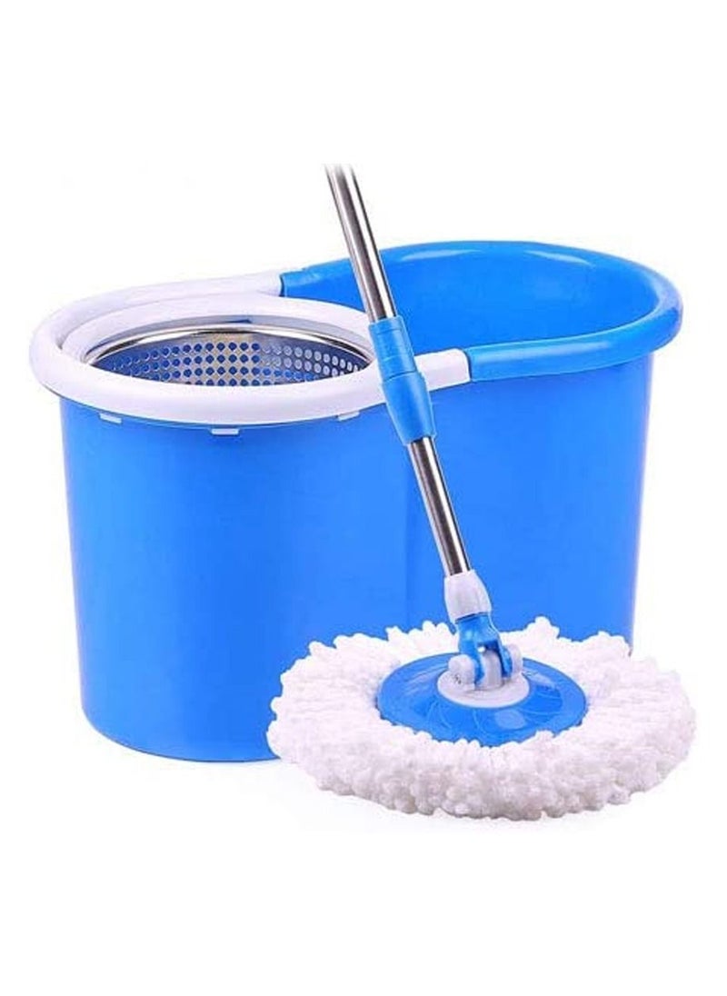 360° Steeliness Steel Rotating Mop With Bucket Dual Mop Heads Use Squeeze Rotating Mop To Quickly Dispensing Rag Floor Mop And Washing Blue Floor Mop