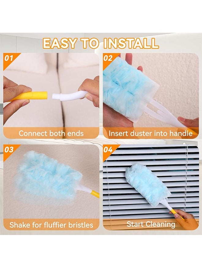 20Pcs Duster Refill for Swiffer Dusters, 360° Heavy Duty Duster Refills with 1 Handle, Unscented Duster Kit, Multi-Surface Duster Refills for Cleaning, Disposable Electrostatic Microfiber Dusters