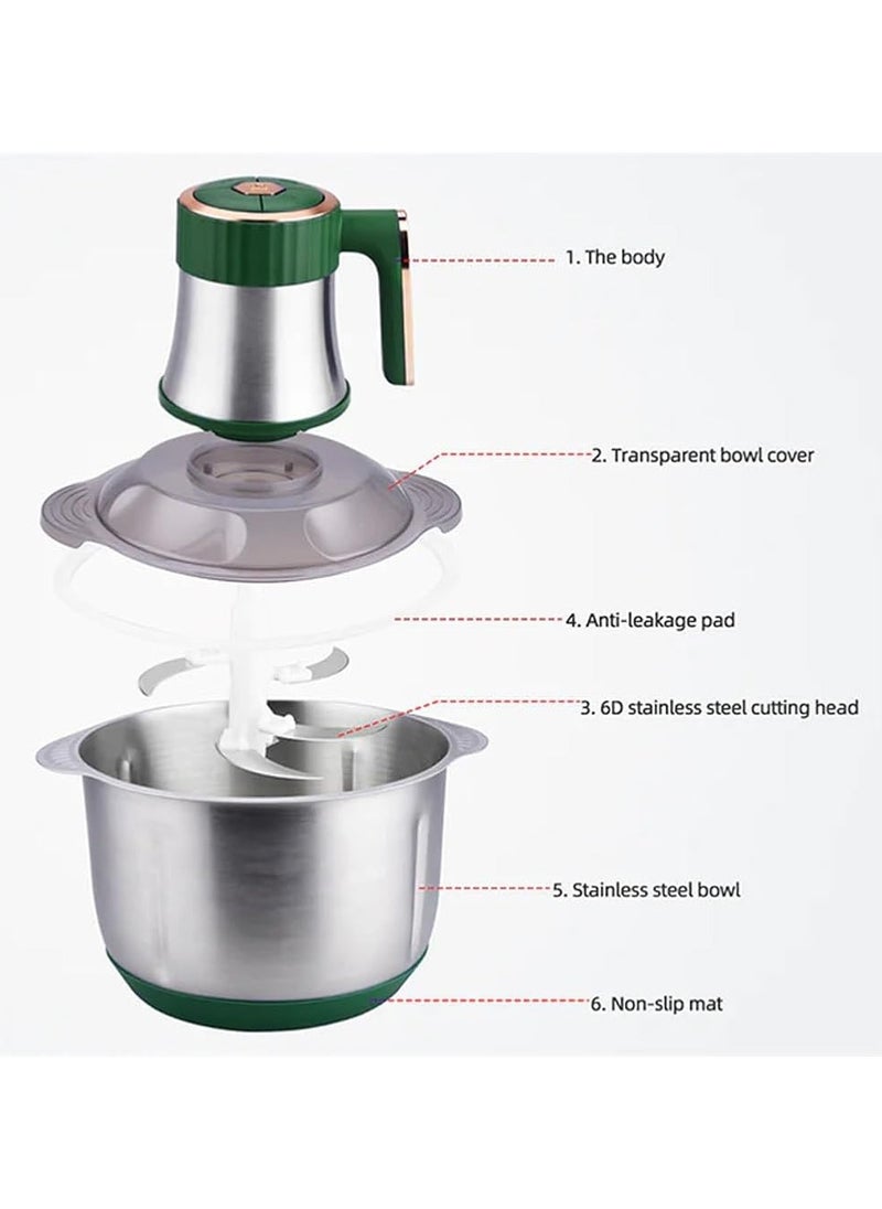 Big Power Food Processor (800W), 5L/6L Meat Chopper, Detachable/Washable Design + Easy Storage, Not Easy to Hurt Hands, for Eggs, Vegetables, Fruits,5L