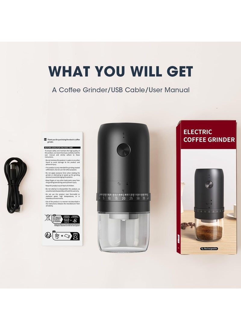 Portable Electric Coffee Grinder – 40 Adjustable Settings, 35g Capacity, 1800mAh Rechargeable Battery, Ceramic Conical Burr, Lightweight & Wireless for Travel, Office, Camping, Espresso