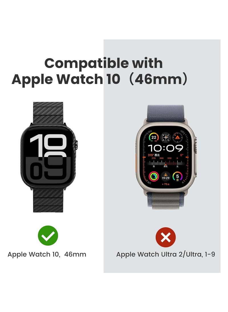 PITAKA Apple Watch Series 10 Case, Exquisite Minimalist Slim Apple Watch Series 10 46mm Case, Aramid Fiber Woven Air Case - Black/Grey (Twill)
