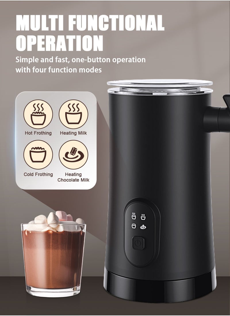 Milk Frother, 4 in 1 Electric Milk Steamer, Automatic Hot and Cold Foam Maker , 12 oz/350ml Detachable Milk Steamer with Washing Brush for Coffee, Latte, Hot Chocolates, Cappuccino