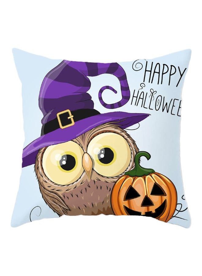 Happy  Printed Cushion Cover Blue/Purple/Brown 45x45cm