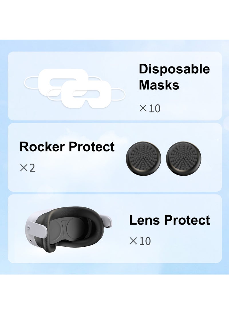 Meta Quest 3S All-in-One 7 Pieces Protective Kit - Ultimate VR Protection，Including Protective Cover, Face Mask, Handle Cover, Lens Cover, Joystick Cap, Disposable Face Mask, Cleaning Cloth.