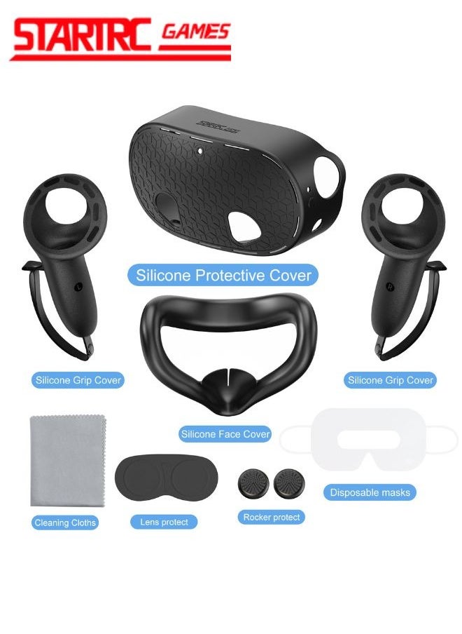 Meta Quest 3S All-in-One 7 Pieces Protective Kit - Ultimate VR Protection，Including Protective Cover, Face Mask, Handle Cover, Lens Cover, Joystick Cap, Disposable Face Mask, Cleaning Cloth.