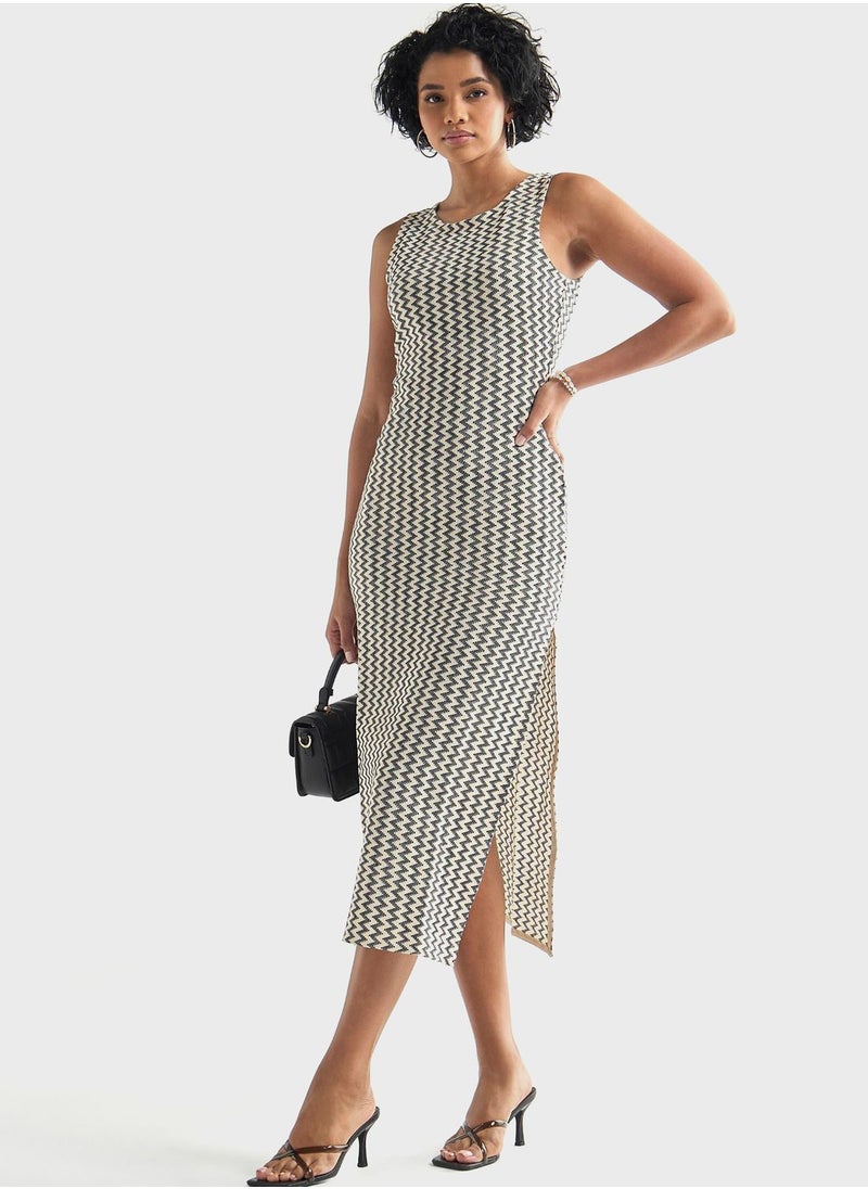 Side Slit Printed Dress