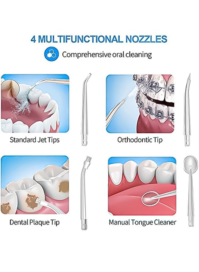 Cordless Water Flosser: 3 DIY modes & 4 Nuzzles, portable dental irrigator, suitable for braces, IPX7 waterproof H2O Flosser, 220ML tank, Electric Dental Oral Irrigator