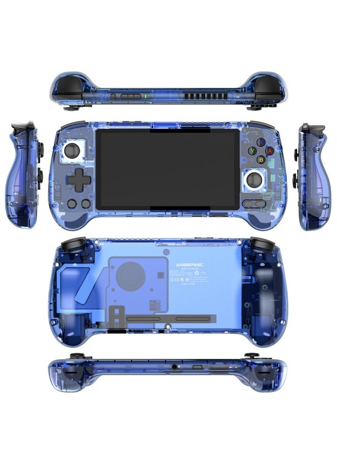 RG556 Handheld Game Console Unisoc T820 Android 13 5.48 inch AMOLED Screen 5500mAh WIFI Bluetooth Retro Video Players (Transparent blue)