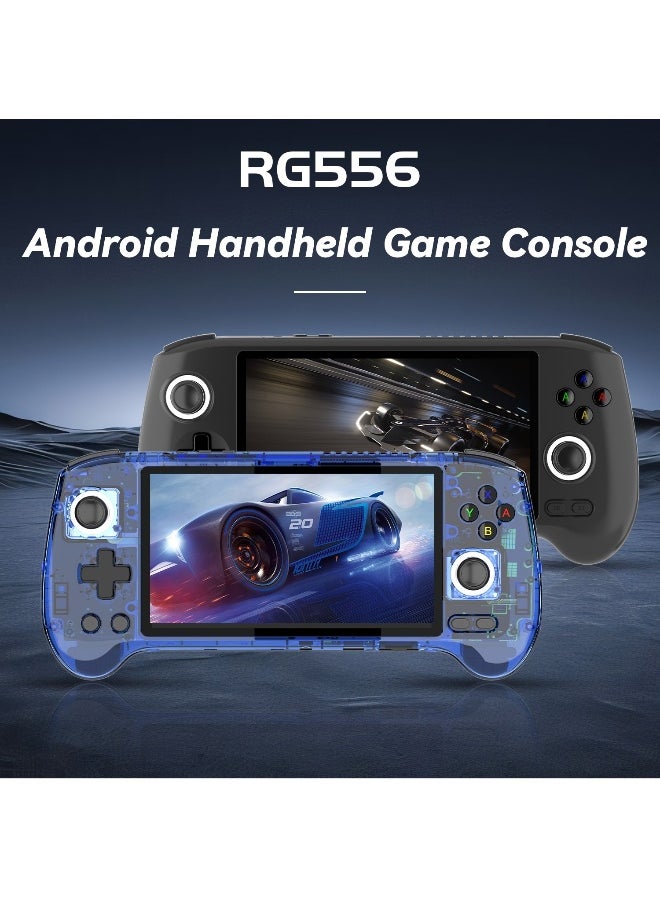 RG556 Handheld Game Console Unisoc T820 Android 13 5.48 inch AMOLED Screen 5500mAh WIFI Bluetooth Retro Video Players (Transparent blue)