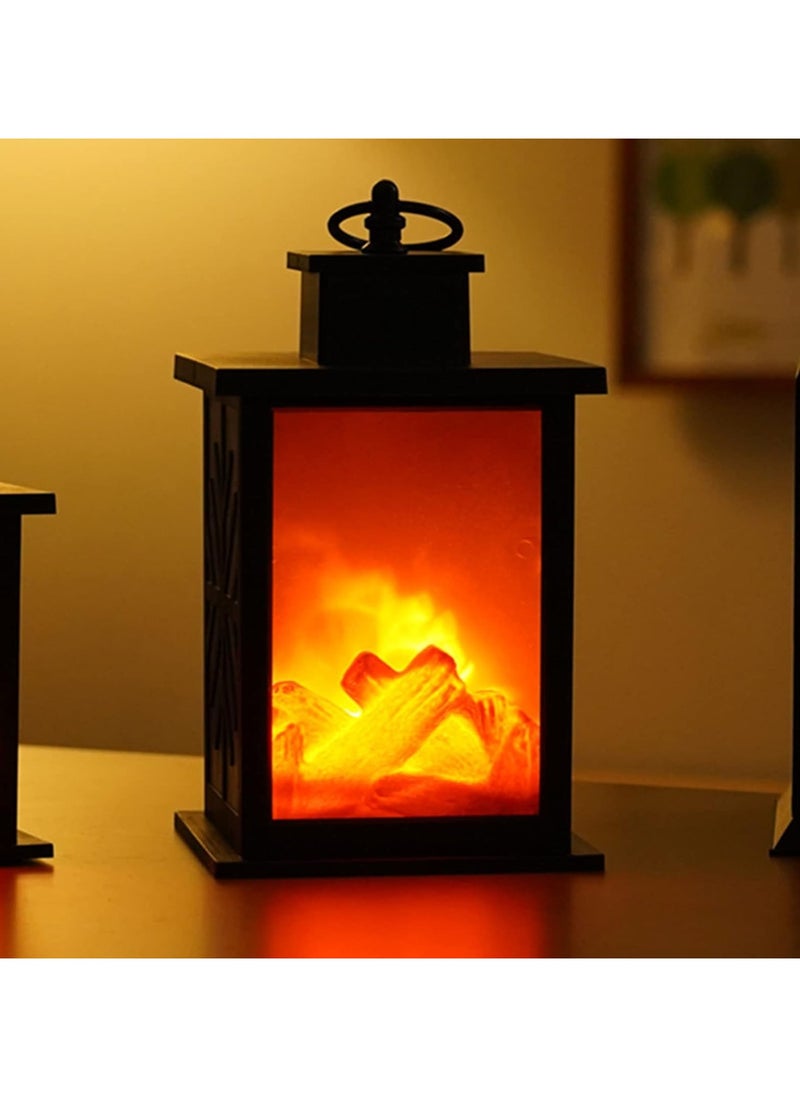 LED Fireplace Flame Effect Decoration, LED Fireplace Lantern, Realistic Fireplace Lamps, Vintage Table Fireplace, Electric Fireplace Decoration, Battery Operated for Home Decor, Indoor, Bedroom