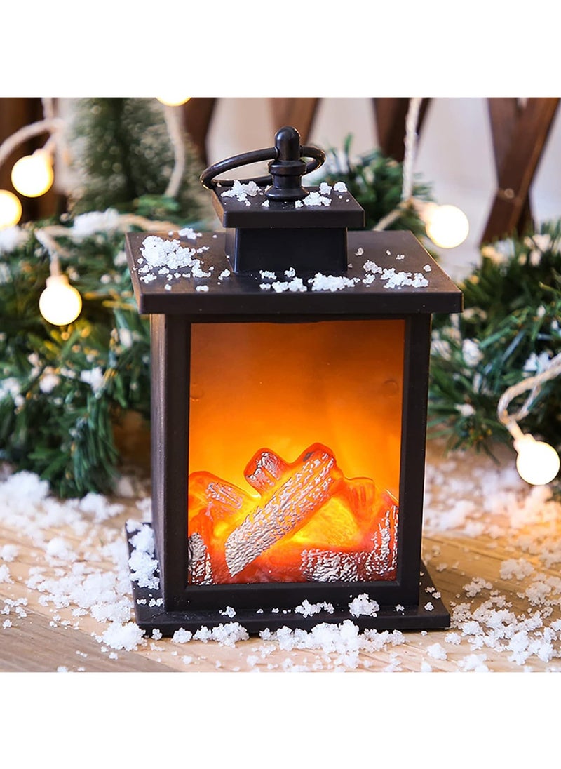 LED Fireplace Flame Effect Decoration, LED Fireplace Lantern, Realistic Fireplace Lamps, Vintage Table Fireplace, Electric Fireplace Decoration, Battery Operated for Home Decor, Indoor, Bedroom