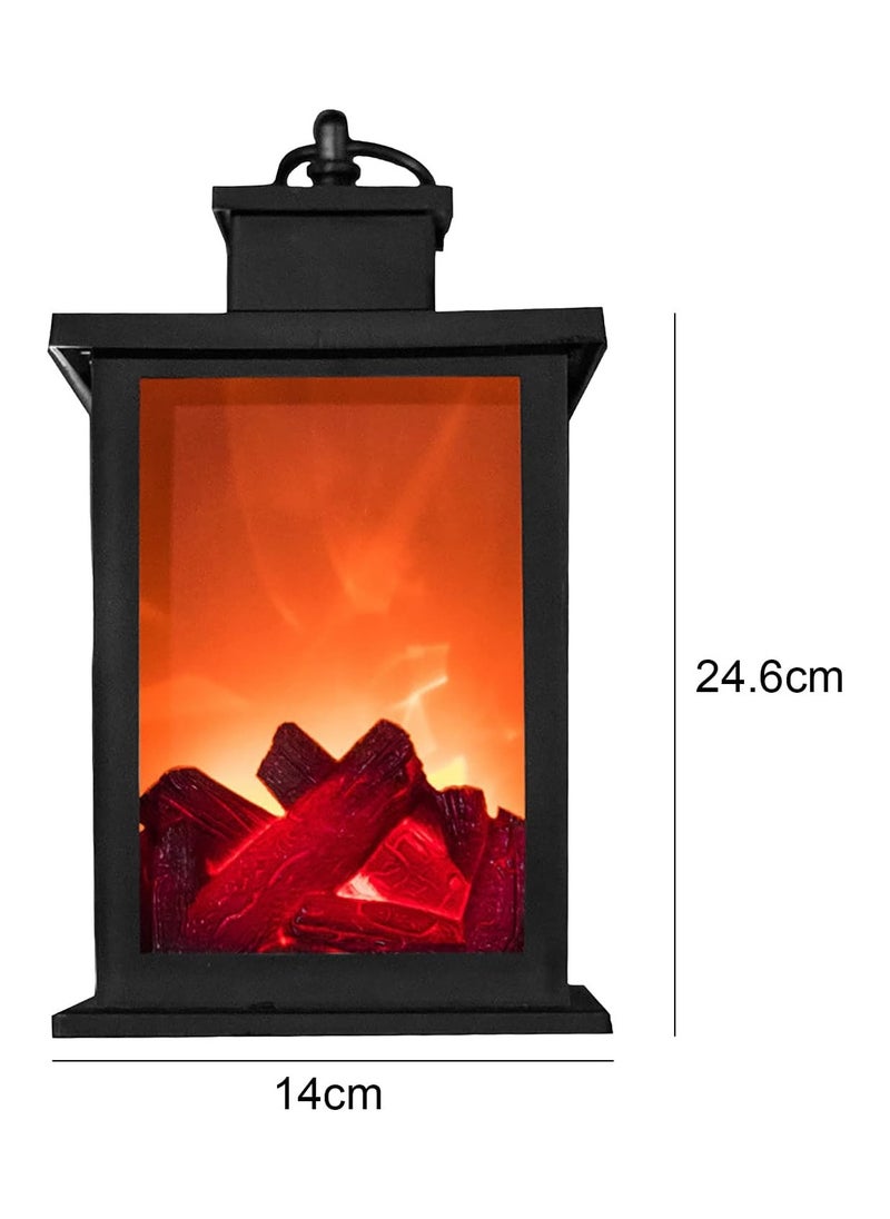 LED Fireplace Flame Effect Decoration, LED Fireplace Lantern, Realistic Fireplace Lamps, Vintage Table Fireplace, Electric Fireplace Decoration, Battery Operated for Home Decor, Indoor, Bedroom