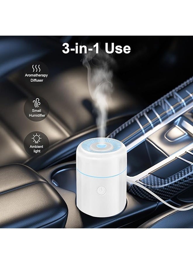 Car Diffuser, Aromatherapy Diffusers for Essential Oils, Two Modes Mini Cool Mist Aroma Air Humidifier with 7 Color Changing LED Lights for Car, Home, Bedroom(White)