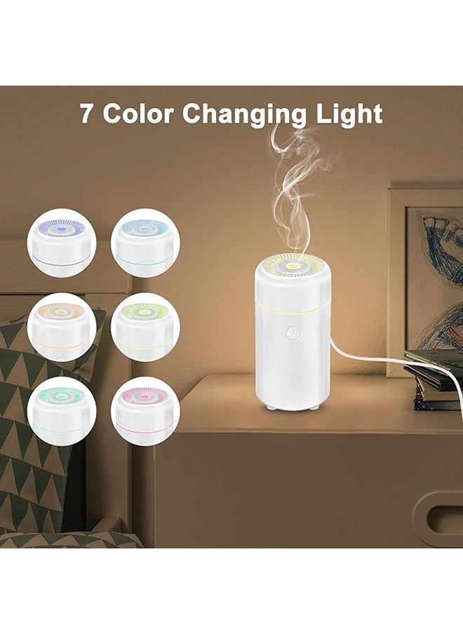 Car Diffuser, Aromatherapy Diffusers for Essential Oils, Two Modes Mini Cool Mist Aroma Air Humidifier with 7 Color Changing LED Lights for Car, Home, Bedroom(White)