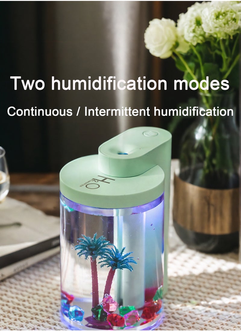 Mini Humidifier, Simulated Landscape with Colorful Lights, Small Desk Humidifier for Bedroom & Office & Plants (260ml)