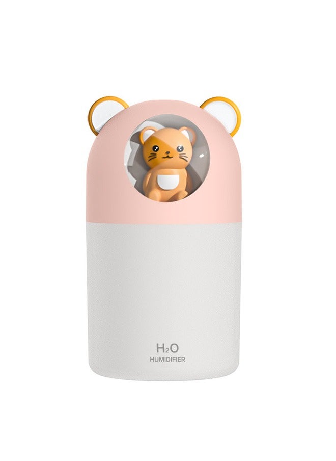 Mini Humidifier for Bedroom, Portable Essential Oil Diffuser, 300ml Cute Cat Doll Design Humidifier, LED Light, Smart Ultrasonic Technology, Bedroom Baby Travel Desktop Home Office