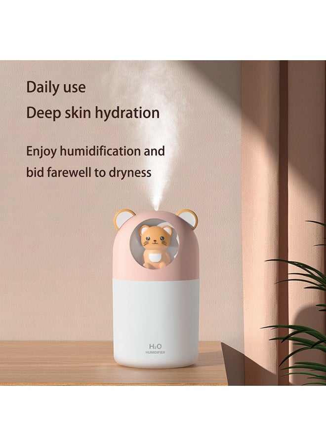 Mini Humidifier for Bedroom, Portable Essential Oil Diffuser, 300ml Cute Cat Doll Design Humidifier, LED Light, Smart Ultrasonic Technology, Bedroom Baby Travel Desktop Home Office