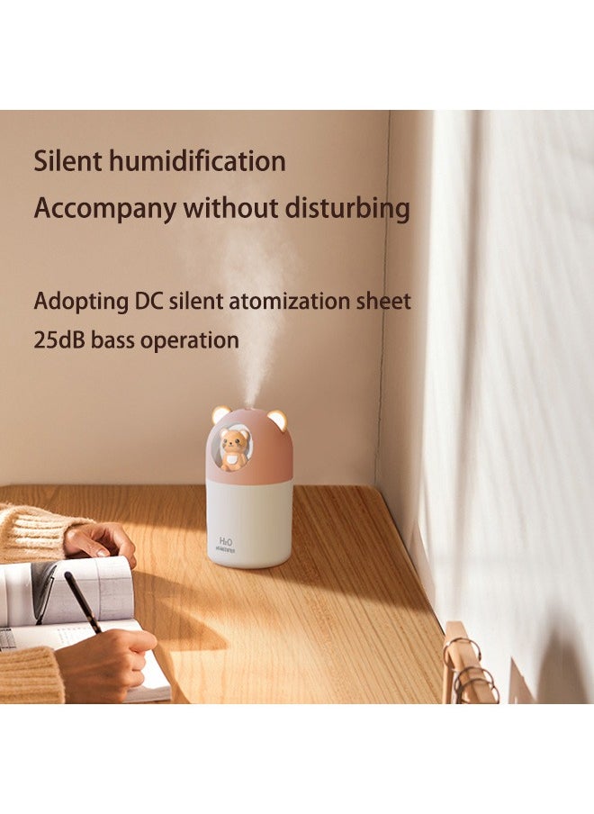 Mini Humidifier for Bedroom, Portable Essential Oil Diffuser, 300ml Cute Cat Doll Design Humidifier, LED Light, Smart Ultrasonic Technology, Bedroom Baby Travel Desktop Home Office