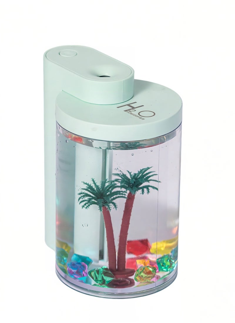 Mini Humidifier, Simulated Landscape with Colorful Lights, Small Desk Humidifier for Bedroom & Office & Plants (260ml)