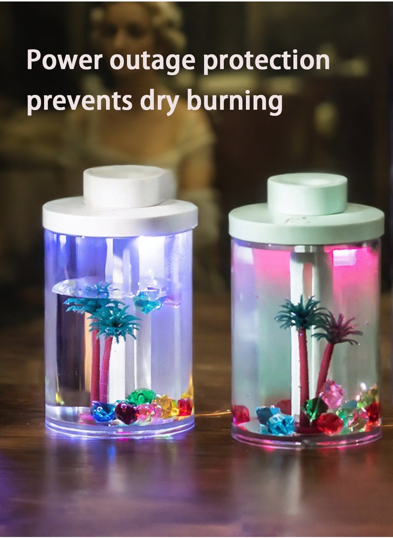 Mini Humidifier, Simulated Landscape with Colorful Lights, Small Desk Humidifier for Bedroom & Office & Plants (260ml)