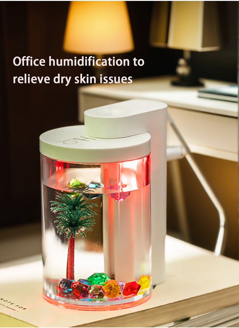 Mini Humidifier, Simulated Landscape with Colorful Lights, Small Desk Humidifier for Bedroom & Office & Plants (260ml)