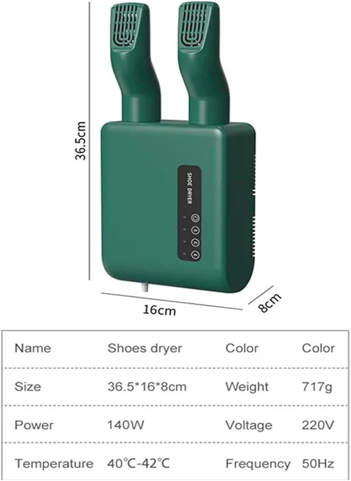 New Boots Shoe Dryer, Glove Dryer, 1-3 Hours Timer, Folding Design - For Shoes, Gloves, Hats, Socks, Ski Boots (Green)