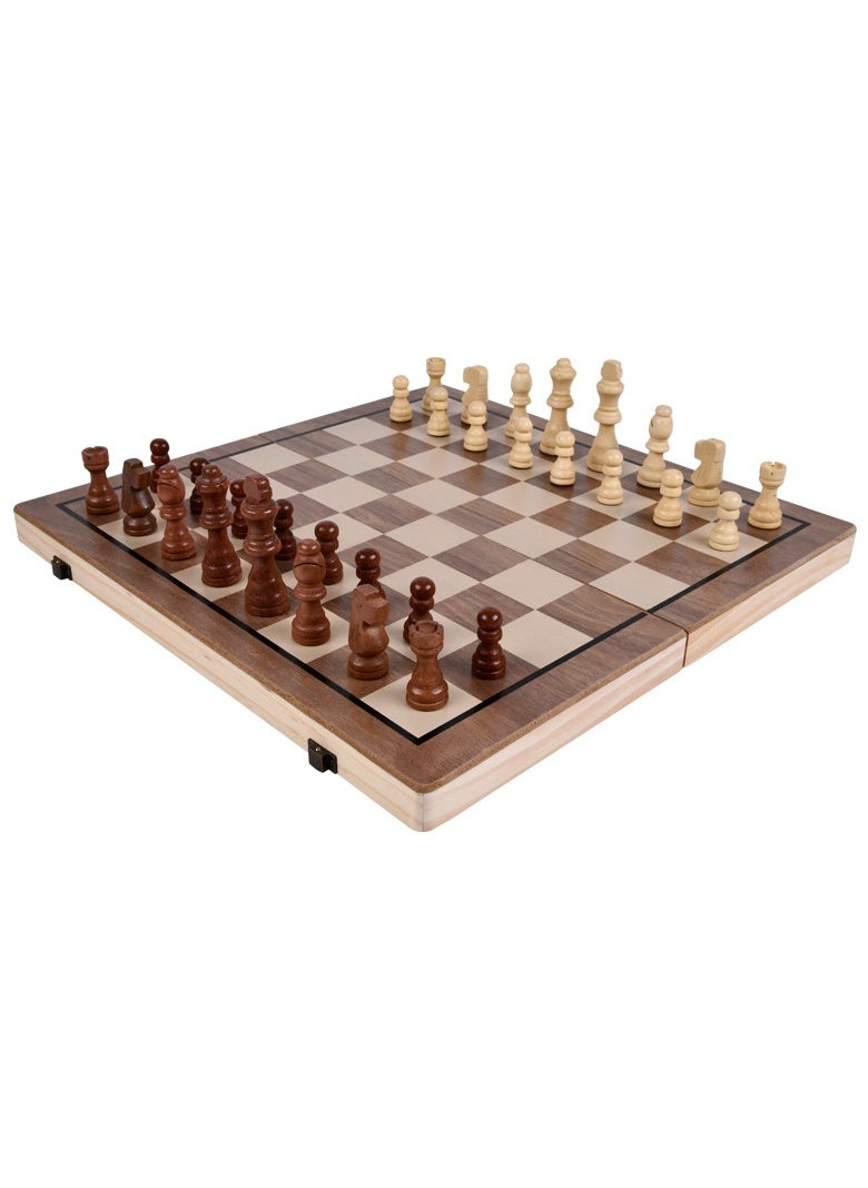 Magnetic Wooden Chess Checkers Set for Kids and Adults