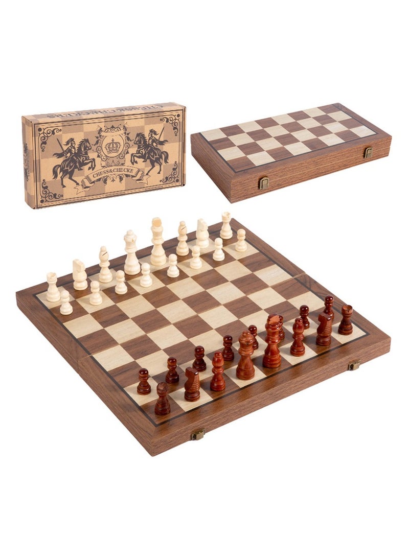 Magnetic Wooden Chess Checkers Set for Kids and Adults