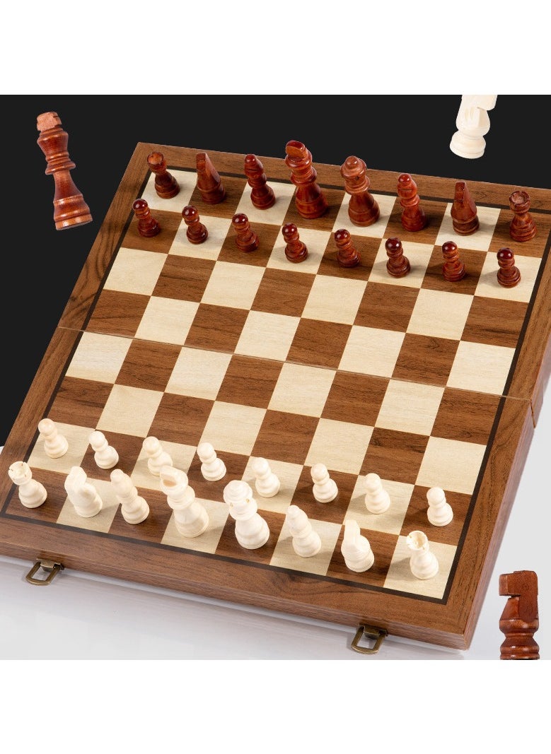 Magnetic Wooden Chess Checkers Set for Kids and Adults