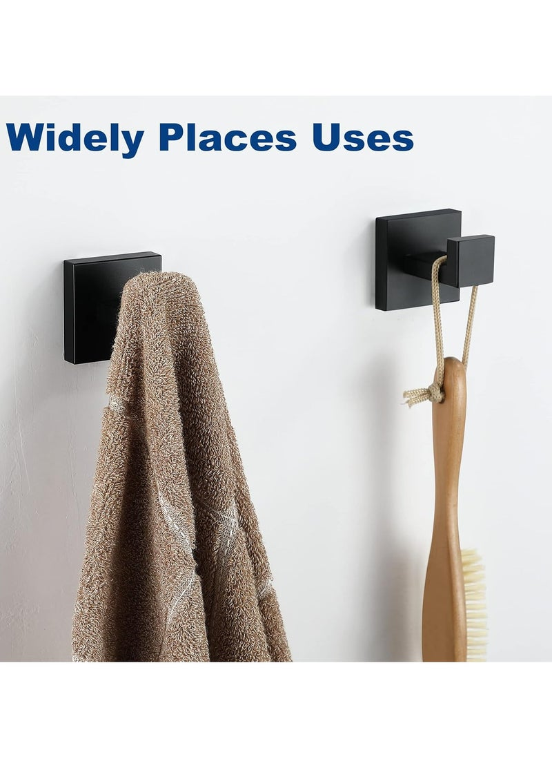 4 Pack Bath Towel Hook, Black Robe Hooks Wall Mounted Heavy Duty Hook for Bathroom Kitchen