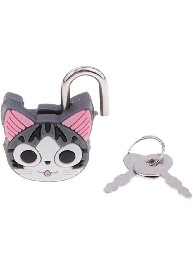 PULABO Lovely Animal Mini Small Cartoon Lock Novelty Padlock with Keys for Suitcase Luggage,Backpacks and Lockers DIY Crafting - 2 Cat, as described Popular