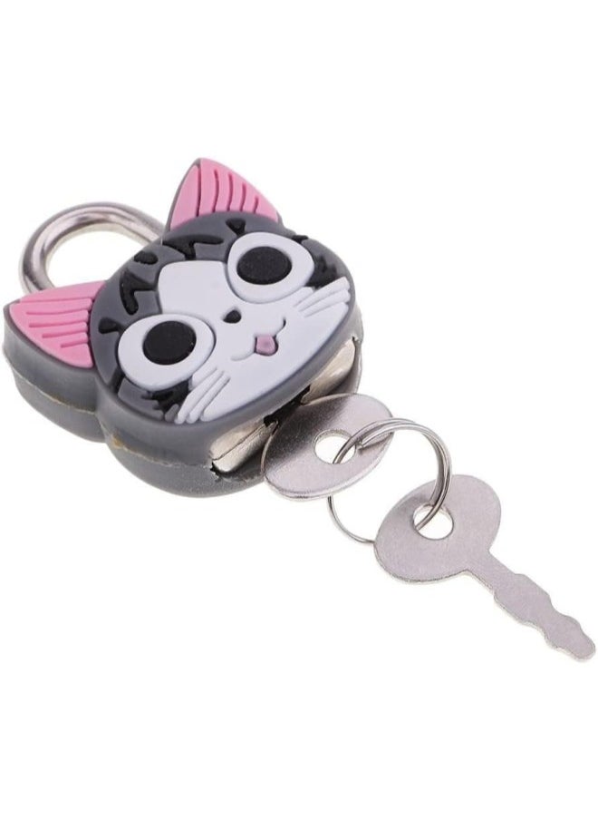 PULABO Lovely Animal Mini Small Cartoon Lock Novelty Padlock with Keys for Suitcase Luggage,Backpacks and Lockers DIY Crafting - 2 Cat, as described Popular