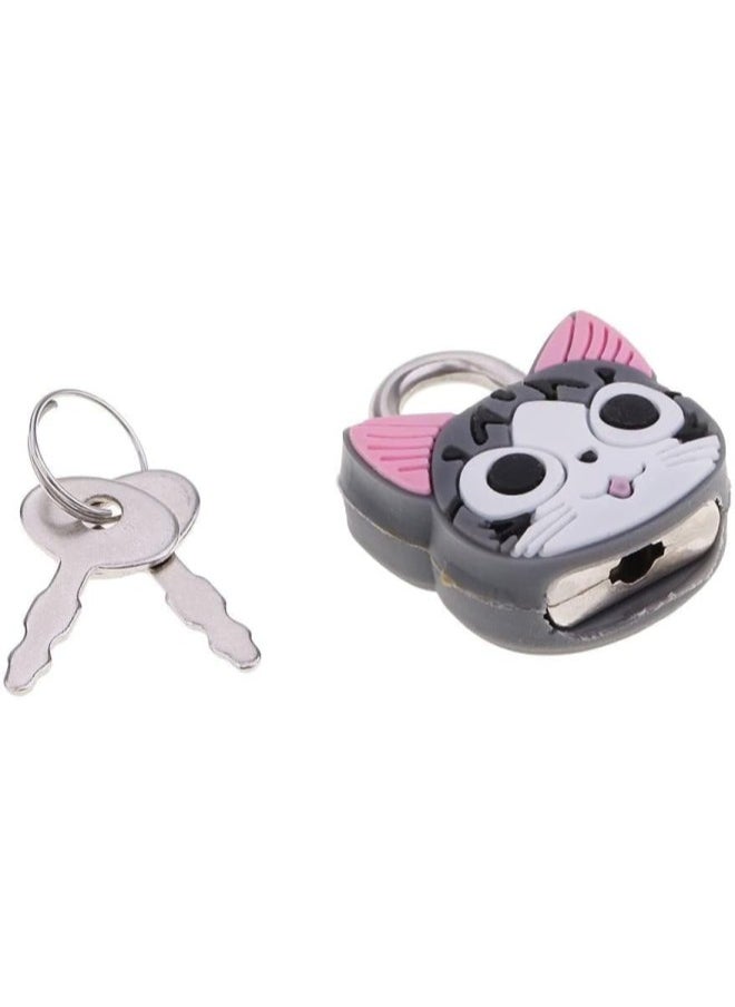 PULABO Lovely Animal Mini Small Cartoon Lock Novelty Padlock with Keys for Suitcase Luggage,Backpacks and Lockers DIY Crafting - 2 Cat, as described Popular