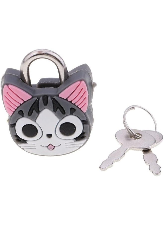 PULABO Lovely Animal Mini Small Cartoon Lock Novelty Padlock with Keys for Suitcase Luggage,Backpacks and Lockers DIY Crafting - 2 Cat, as described Popular