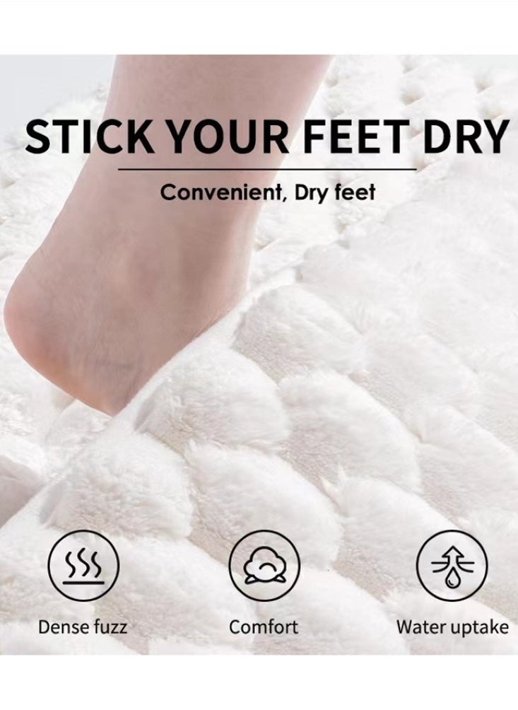 1-Piece Bathroom Non-Slip Rug Mat Water Absorption Mat Polyester White 60x40 Centimeter
