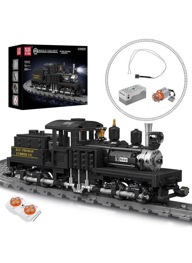 Shay-Type Steam Locomotive Building Set With Led Lighting, Remote/App Control Model Train Block Kit With Tracks, Engineering Toy Kit For Adults (880 Pcs)