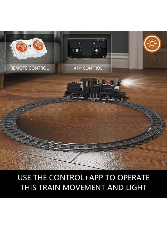 Shay-Type Steam Locomotive Building Set With Led Lighting, Remote/App Control Model Train Block Kit With Tracks, Engineering Toy Kit For Adults (880 Pcs)