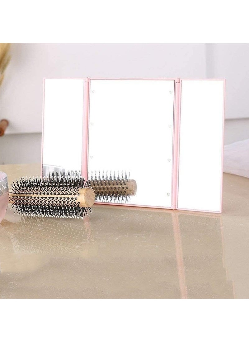 Led Lighted Tri Fold Makeup Mirror Travel Mirror Compact Pocket Mirror Compact Mirror For Cosmetic Makeup