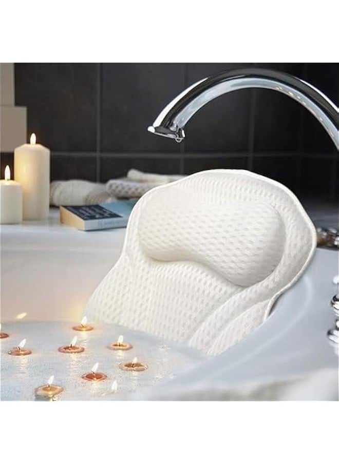 Durku Luxury Bath Pillow, Ergonomic Bathtub Spa Pillow with 4D Air Mesh Technology and 6 Suction Cups, Helps Support Head, Back, Shoulder and Neck, Fits All Bathtub, Hot Tub and Home Spa