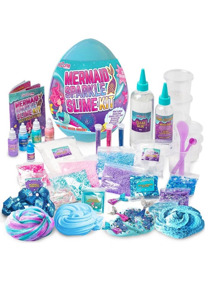 Egg Surprise Mermaid Sparkle Slime Kit, 39 Pieces To Make Glow In The Dark Slime With Glitter Slime Add Ins, For Girls 8-12, Ideal Easter Gifts For Kids