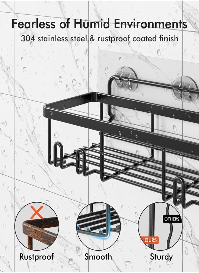 Shower Caddy 6 Pack, Rustproof Stainless Steel Shower Shelves for Bathroom Organizers and Storage, Adhesive No Drilling Durable Bath Accessories with Large Capacity for Home & Kitchen Decor