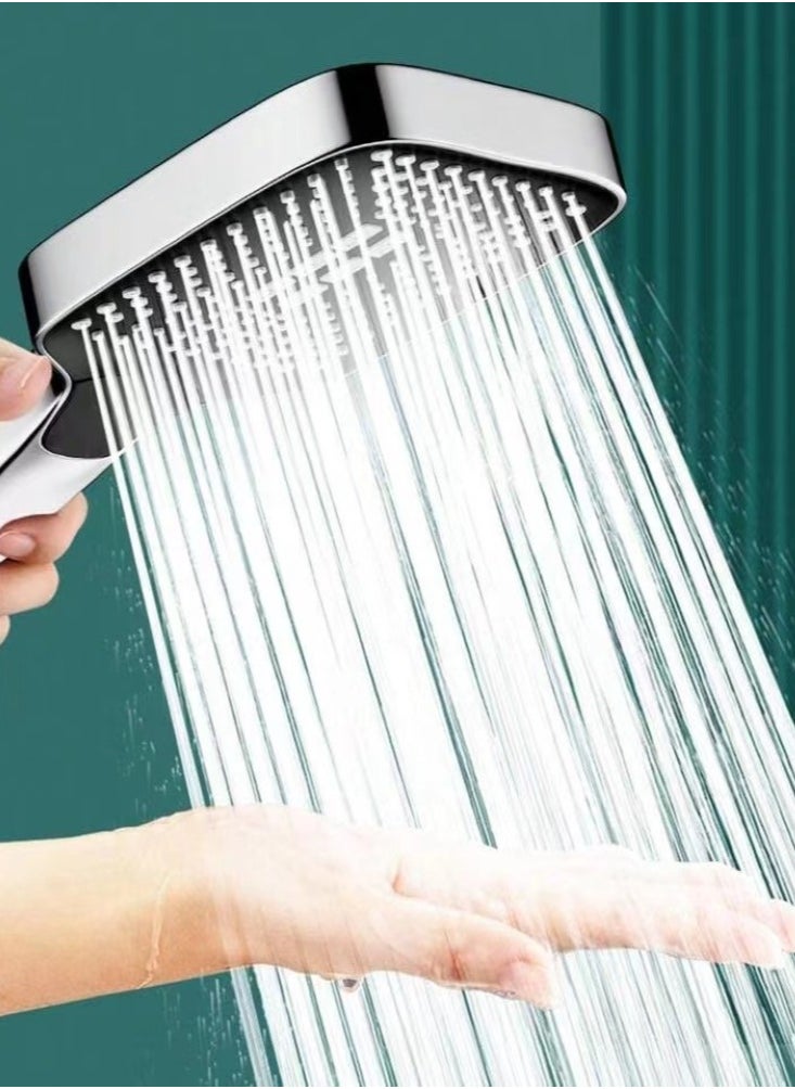 1-Set Of 3 Pieces Three-Speed Boosting Shower Head ABS Silver/Black 27.5x10.5x2 Centimeter