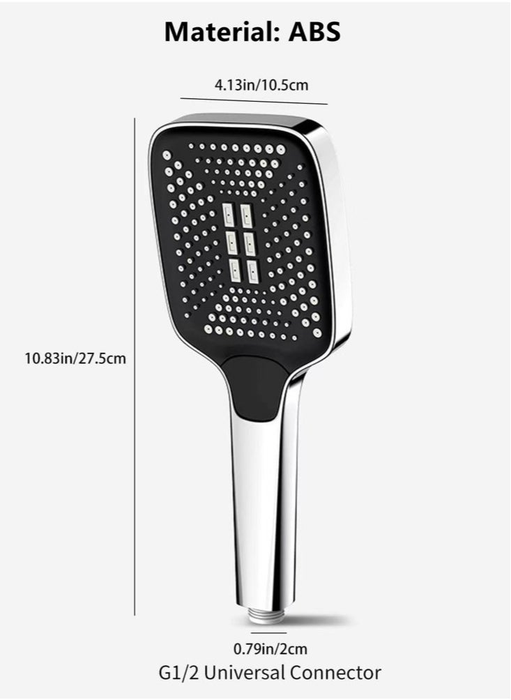 1-Set Of 3 Pieces Three-Speed Boosting Shower Head ABS Silver/Black 27.5x10.5x2 Centimeter