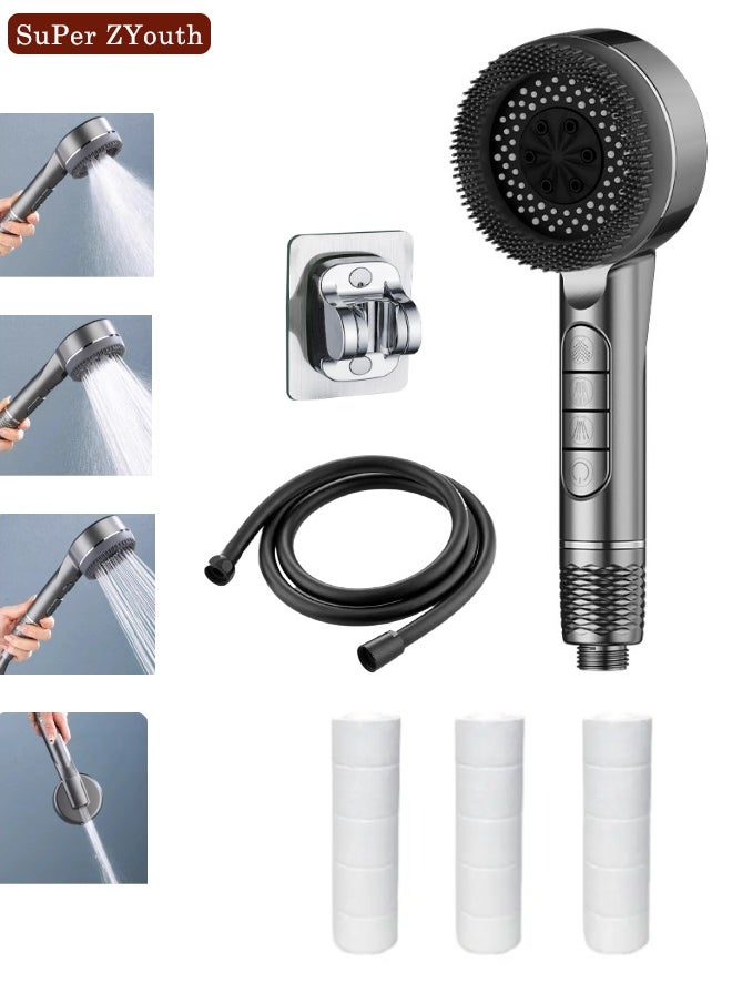 Shower Head-4 Spray Settings Filtered, Hard Water Softener Filtered ,  Shower Head with 60