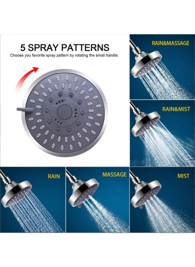 Filtered Shower Head 20 Stage - 5 Modes Adjustable Shower Filter, Combo High Pressure Rain Shower Heads Filter for Hard Water Detachable 5 Modes Adjustable Water Softener Remove Chlorine Fluoride