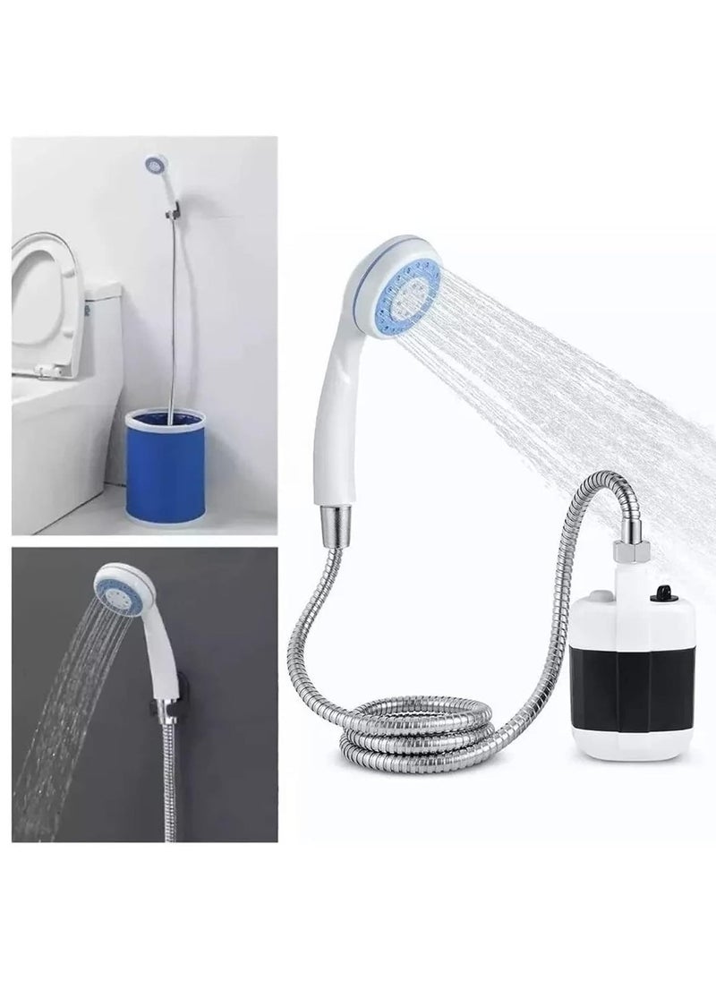 Portable Camping Shower with Rechargeable Battery, Compact Handheld Electric Shower Set for Outdoor Use, Trips, Pet Bathing and Gardening, Includes 1.5M Hose, Shower Head, Holder, Hook, Suction Cup, USB Charging Cable and Water Pump