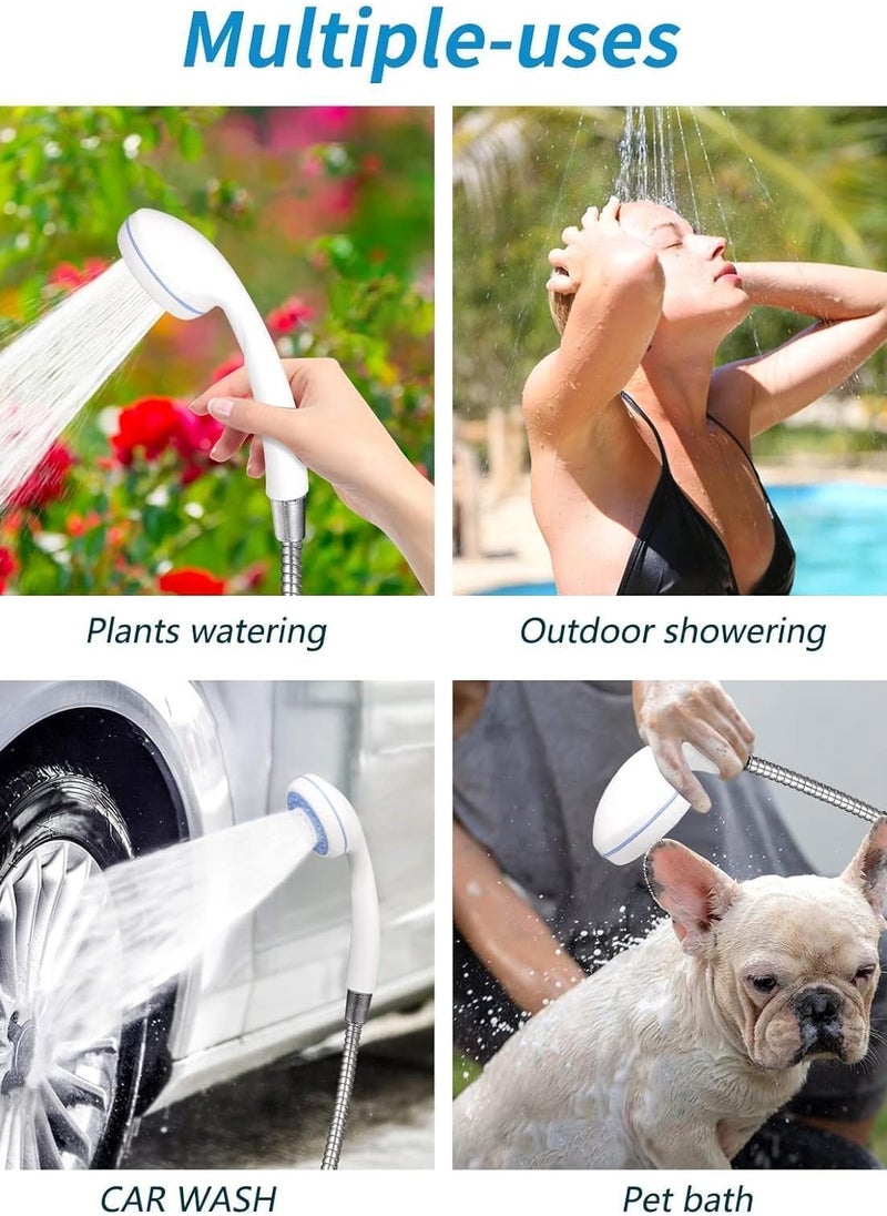 Portable Camping Shower with Rechargeable Battery, Compact Handheld Electric Shower Set for Outdoor Use, Trips, Pet Bathing and Gardening, Includes 1.5M Hose, Shower Head, Holder, Hook, Suction Cup, USB Charging Cable and Water Pump